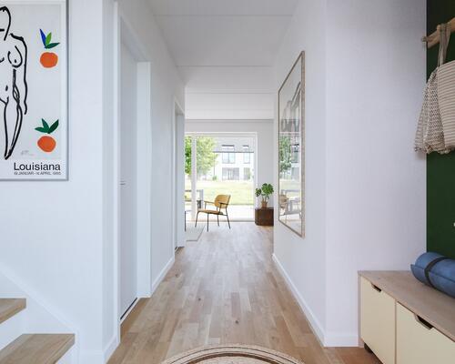 Nyopført rækkehus i to plan kun 13 km fra Aarhus