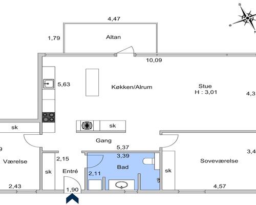 Lækker lys lejlighed i Torpedohallen på Holmen