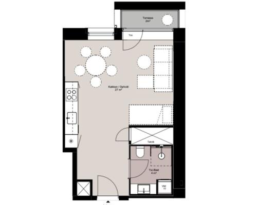 1-værelses på øverste etage i ZigZag Huset