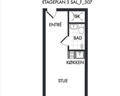 1 værelses lejlighed i Frederiksberg
