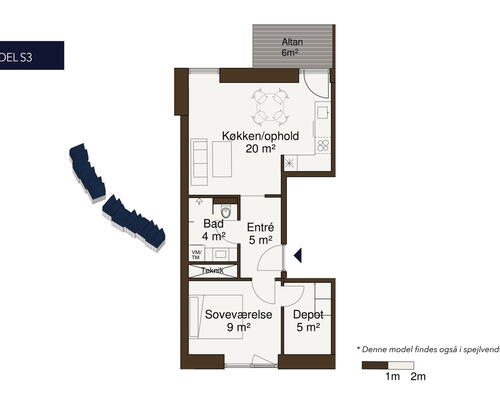 Egedal Stationsby - Rummelig og moderne 2 vær. lejebolig med altan