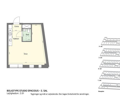 Lyst studio med plads til det hele