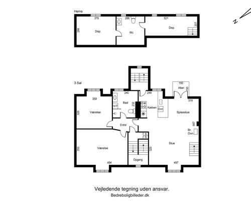 Eksklusiv penthouselejlighed med hems og altan