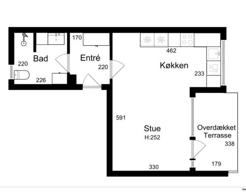 Luksus 1'er med egen, privat terrasse