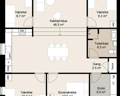 5 værelses hus i Børkop