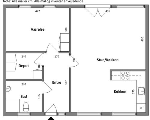 2 værelses hus i Brovst