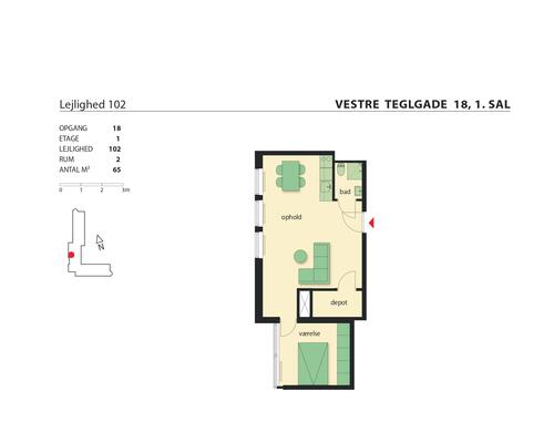 2 værelses lejlighed i København SV