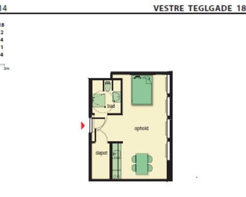 1 værelses lejlighed i København SV