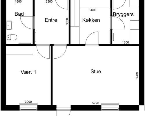 2 værelses hus i Roslev