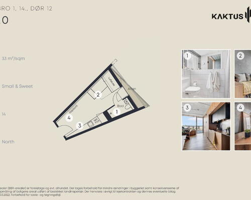 1 værelses lejlighed i København V