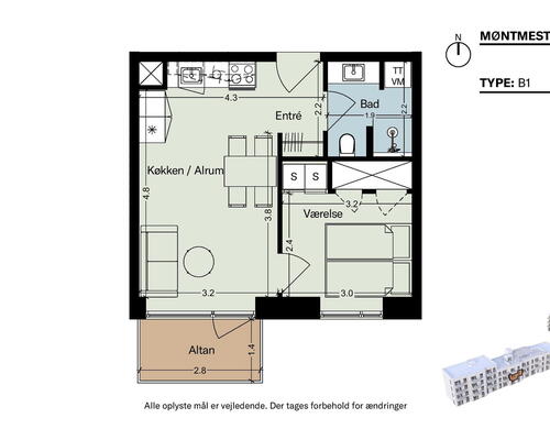 Møntmesterhus – Rummelig 3-værelses lejlighed med altan med fokus på kvalitet og fælles tagterrasser