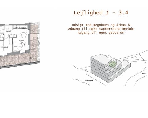 Lys 2-værelses lejlighed med STOR PRIVAT Terrasse og udsigt til Aarhus Å