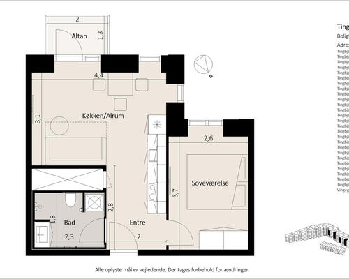 Nybygget 3-værelses lejlighed med altan og optimal planløsning i Tingbjerg