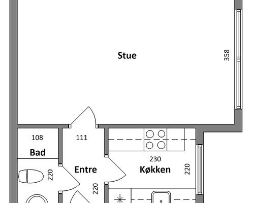 1 værelses lejlighed i Herning