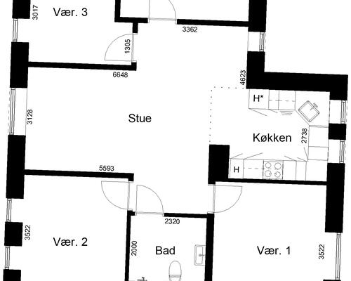4 værelses lejlighed i Bjerringbro