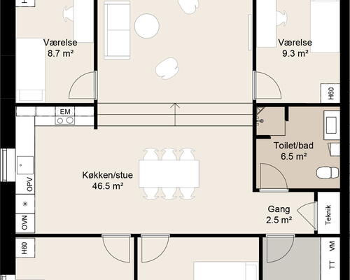 5 værelses hus i Børkop