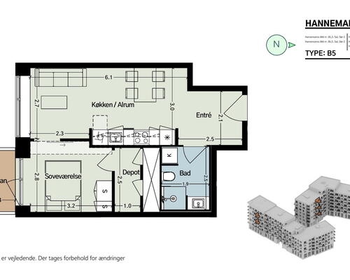 Lys bolig i populære Ørestad Syd med altan