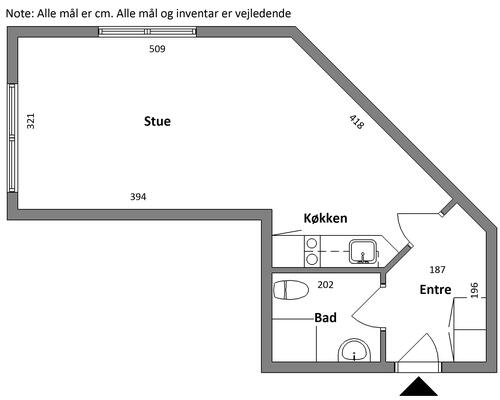 1 værelses lejlighed i Herning