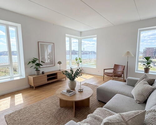 Penthouse med 40 m2 tagterrasse og udsigt over vandet og Aalborg – 4-værelses på 132 m2 med elevator og mulighed for parkering