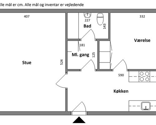 2 værelses lejlighed i Hadsund