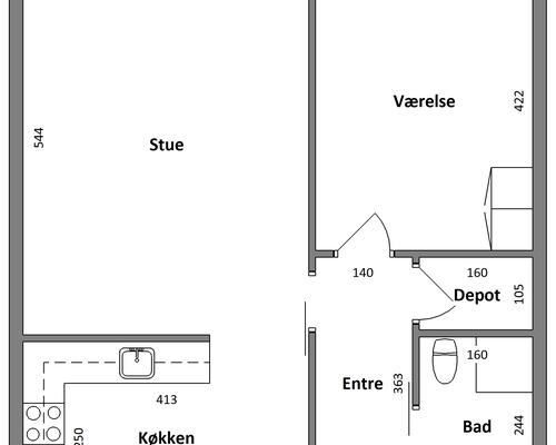 2 værelses hus i Vodskov