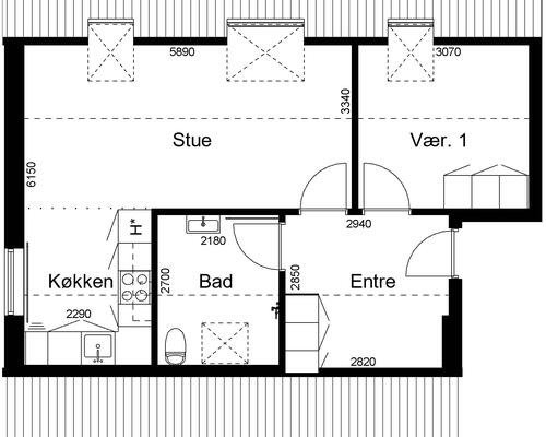 2 værelses lejlighed i Aalestrup