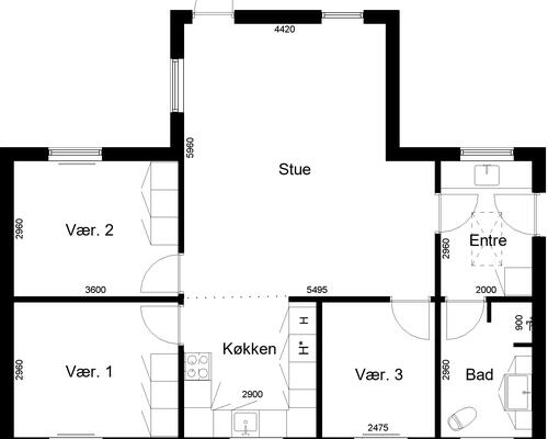 4 værelses hus i Aars