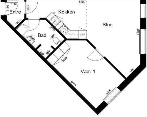 2 værelses lejlighed i Aars
