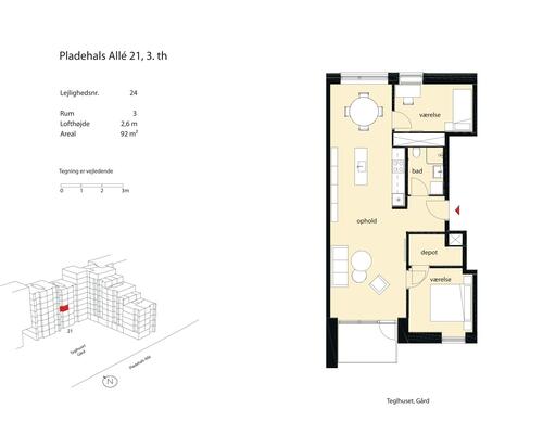 3 værelses lejlighed i København SV