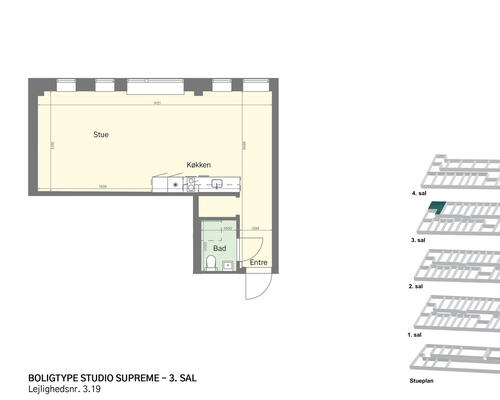 Rummeligt studio et stenkast fra Amagerbro