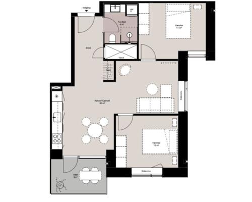 3-værelses på næstøverste etage i ZigZag Huset