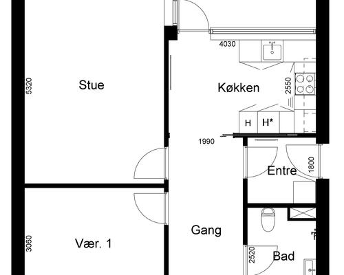 2 værelses lejlighed i Viborg