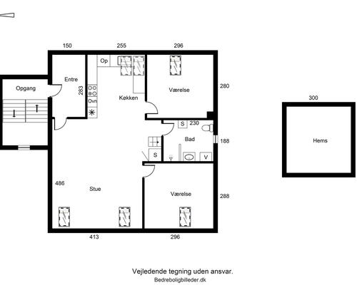 Lys 3-værelses tagetagelejlighed på 87 m2 med skønne ovenlysvinduer – mulighed for møblering