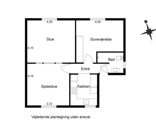 Stor 2-værelses lejlighed i Vestbyen