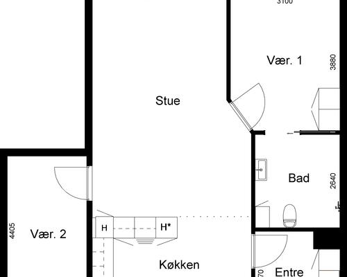 3 værelses lejlighed i Bording