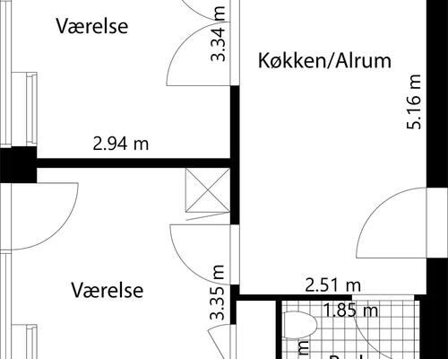 2 værelses lejlighed i Valby
