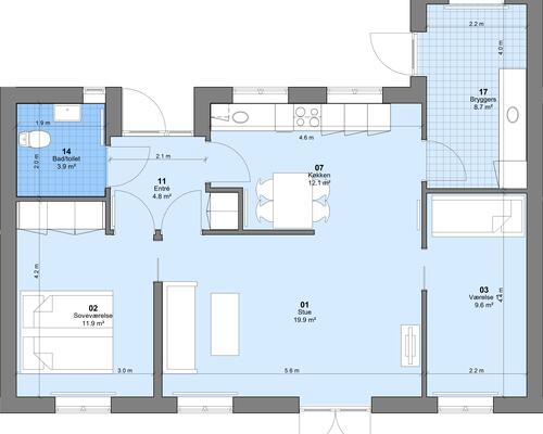 3 værelses hus i Bogense