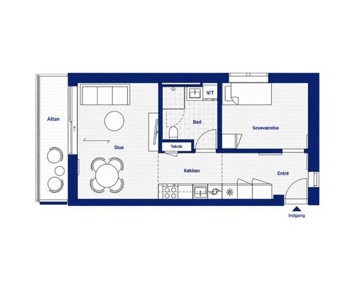 2 værelses – Munkebjergvænget 11E, 4. lejl. 1 – Odense M