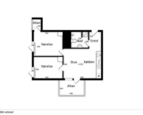 Delevenlig penthouse - to altaner