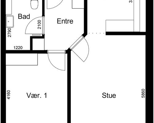 2 værelses lejlighed i Roslev