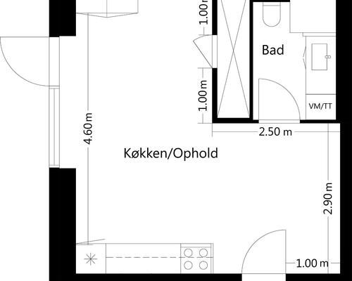 1 værelses lejlighed i Ballerup