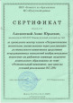 Сертификат мастер-класс "Патриотическое воспитание дошкольников через реализацию регионального компонента средствами нетр.технологии из.исскуства"