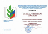 Почетная грамота министерства просвещения РФ  и благодарственное письмо(подробнее)
