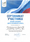 Сертификат Участника Онлайн- флешмоба "Цвет Российского флага".