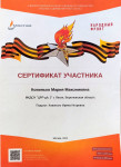 Сертификат участника V Всероссийского семейного творчества "Рисуем с детьми Вечный огонь"