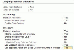 Actual and Billed Feature in TallyPrime