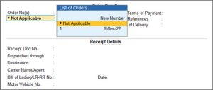 Receipt Note for Goods Delivered in TallyPrime