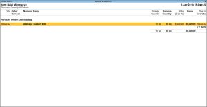 Purchase Order Outstanding Group in TallyPrime