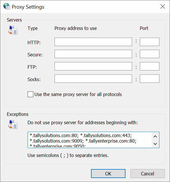 Add IP Addresses/URLs/Hostnames to Windows Proxy Exceptions