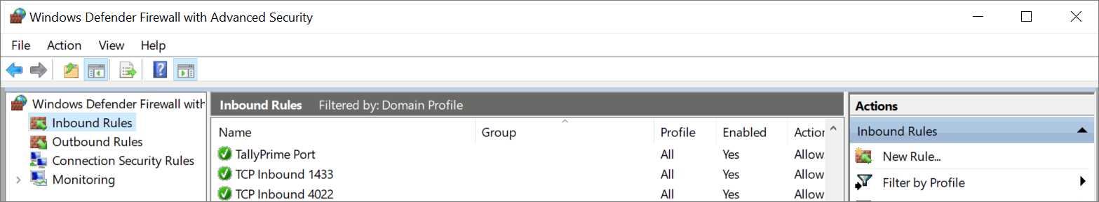 Name for Port in Firewall Exceptions Rule